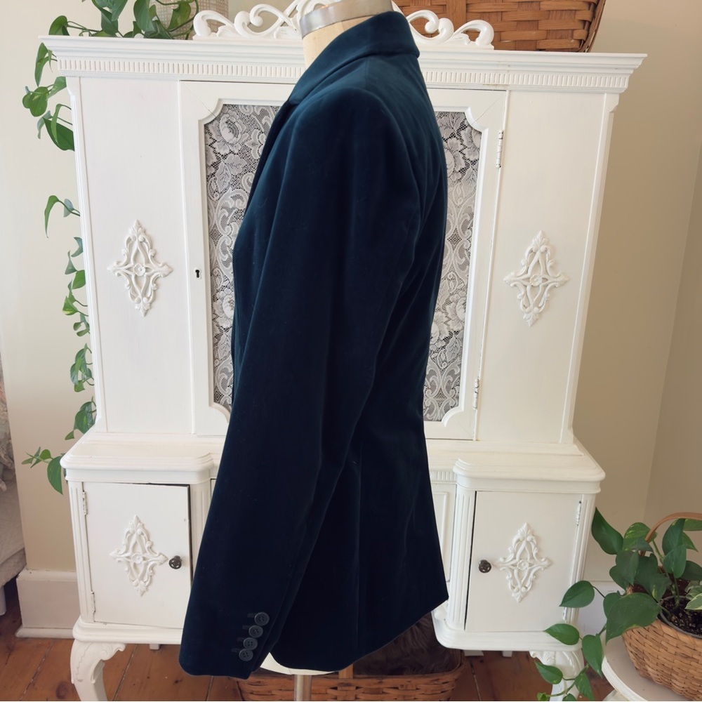 Theory Deep Teal Velvet Longline Blazer - Picture 5 of 9